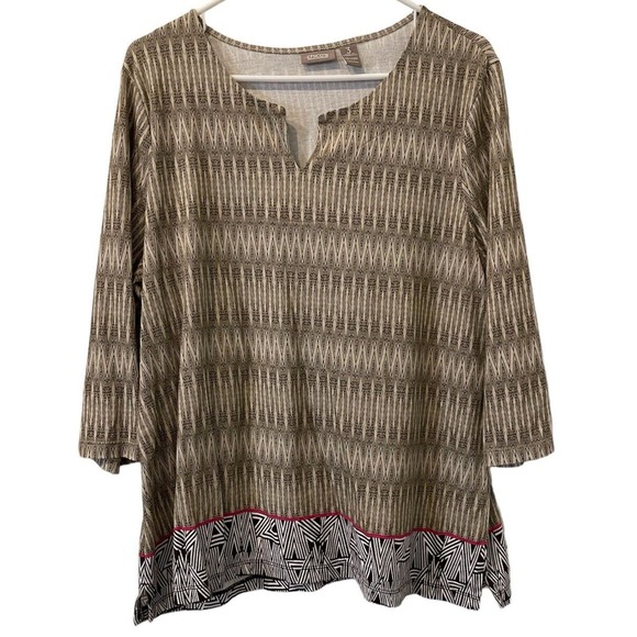 Chico's Tops - Chicos Blue Paisley Print V Neck Top 3/4 Sleeve Tunic Sz 3 US XL 16